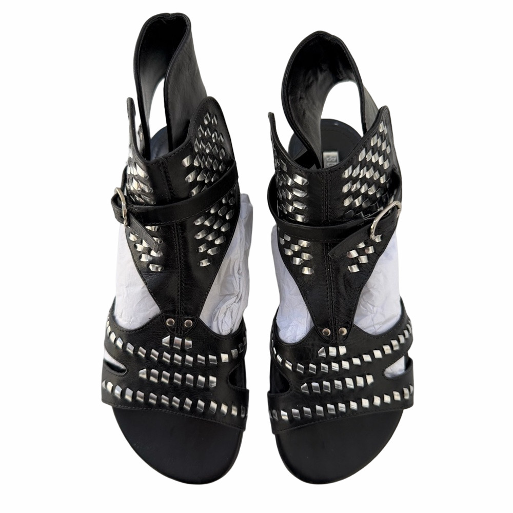 SCHUTZ Sandalia Rasteira Black Leather Woven Sandals Size 9 Boho New w/Box - Picture 3 of 15